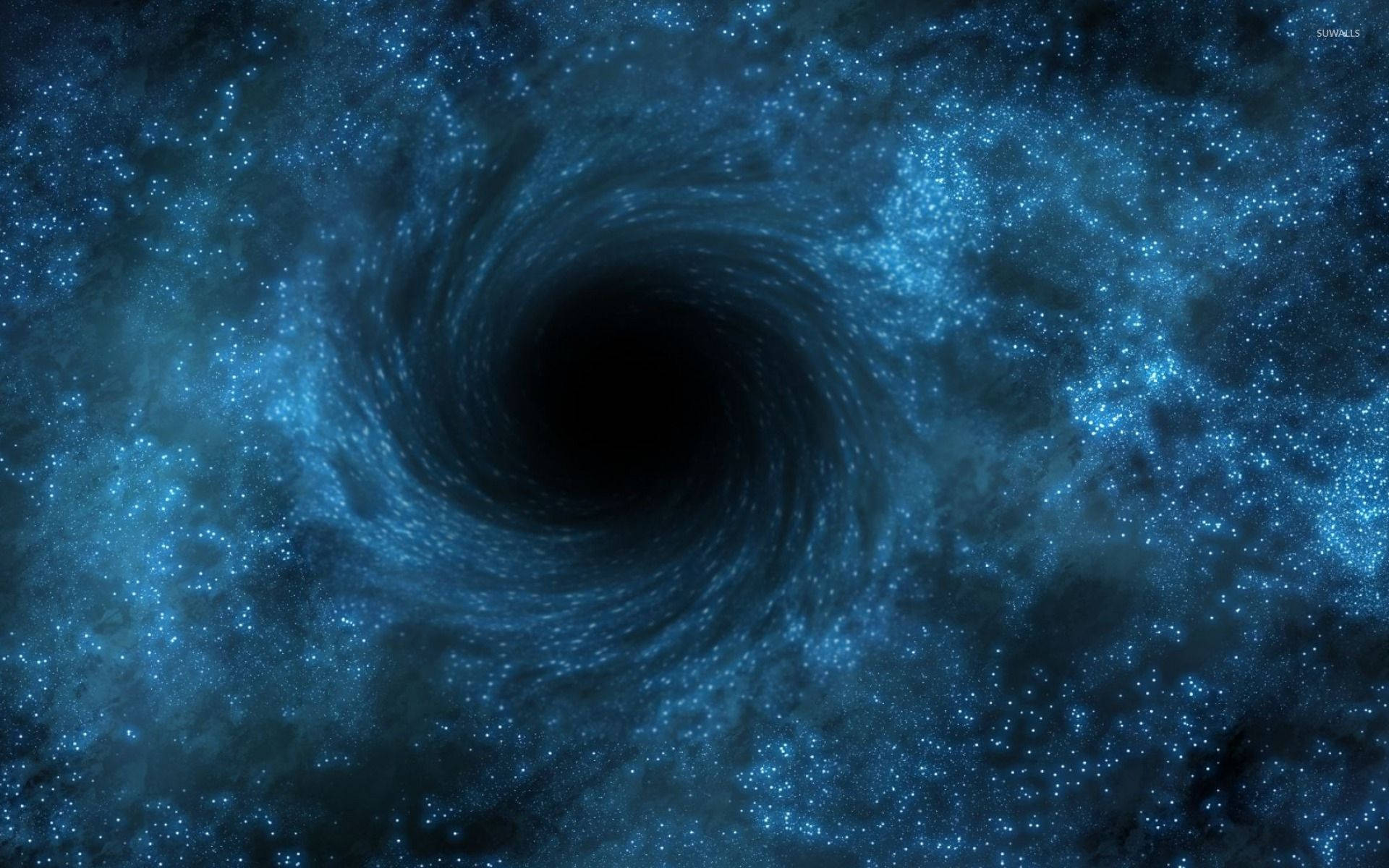 blue stars, black hole, swirling cosmic vortex, Full HD Desktop Wallpaper