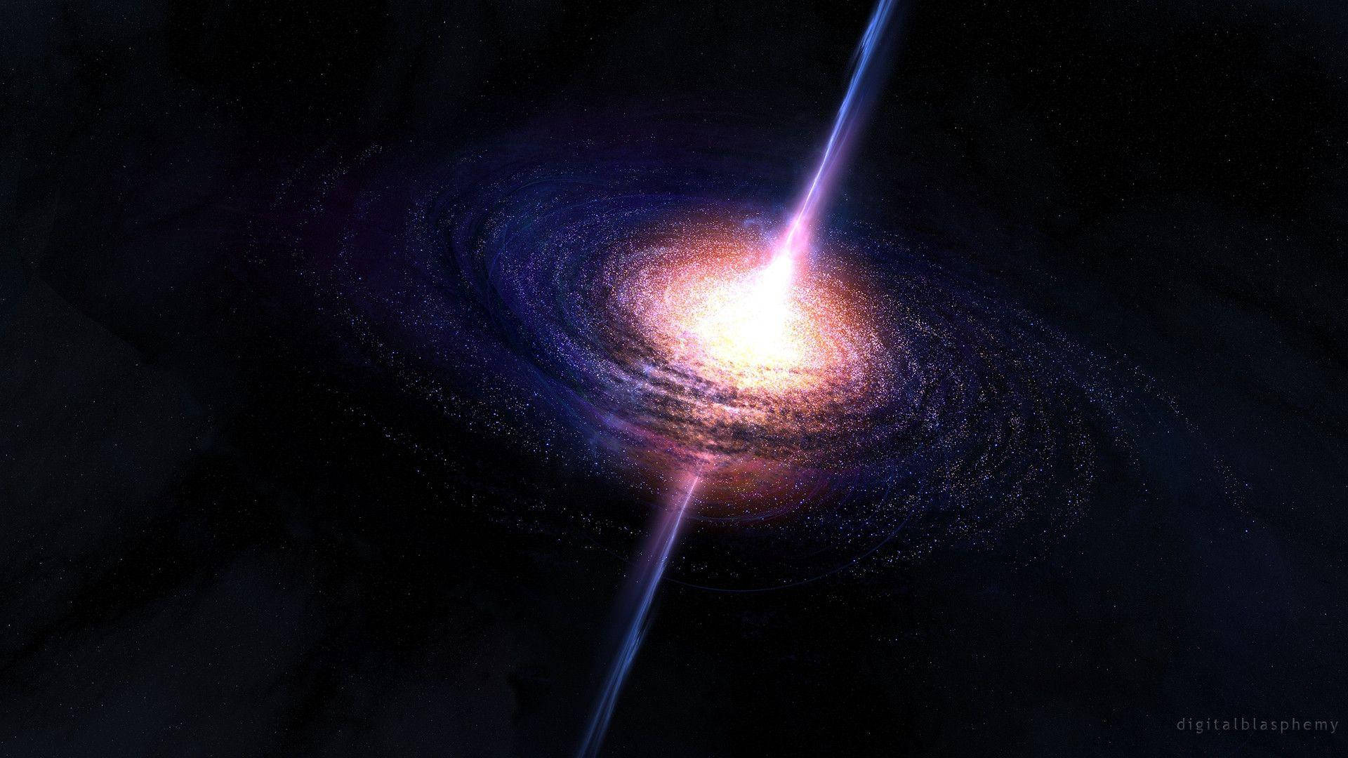 converging stars, black hole, cosmic spiral galaxy, Full HD Desktop Wallpaper