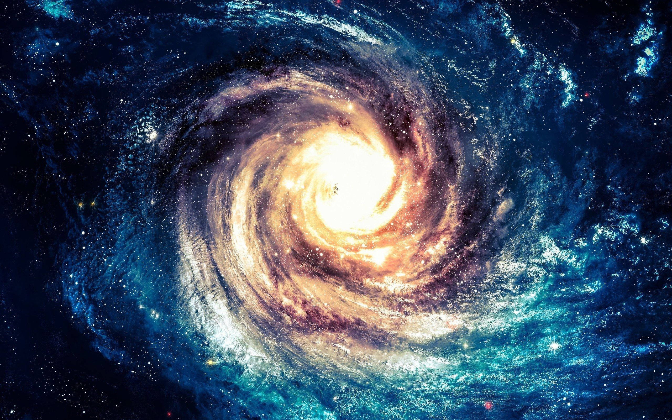 A Starry Night Black Hole, spiral galaxy, glowing orange core, 2K Desktop Wallpaper
