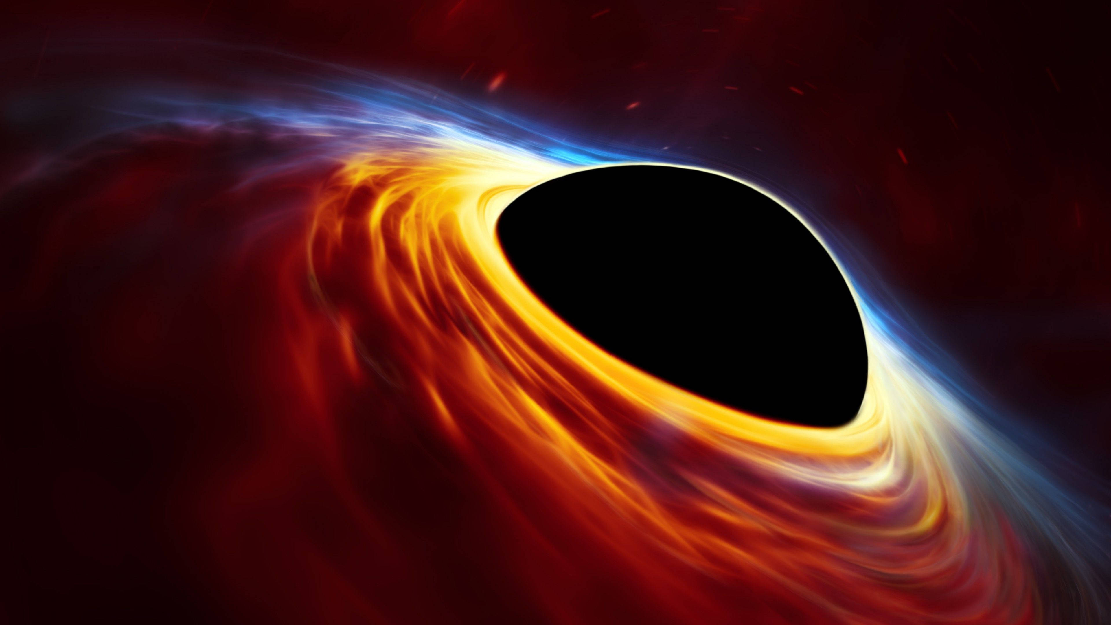 Black Hole, red orange, blue, 4K Desktop Wallpaper