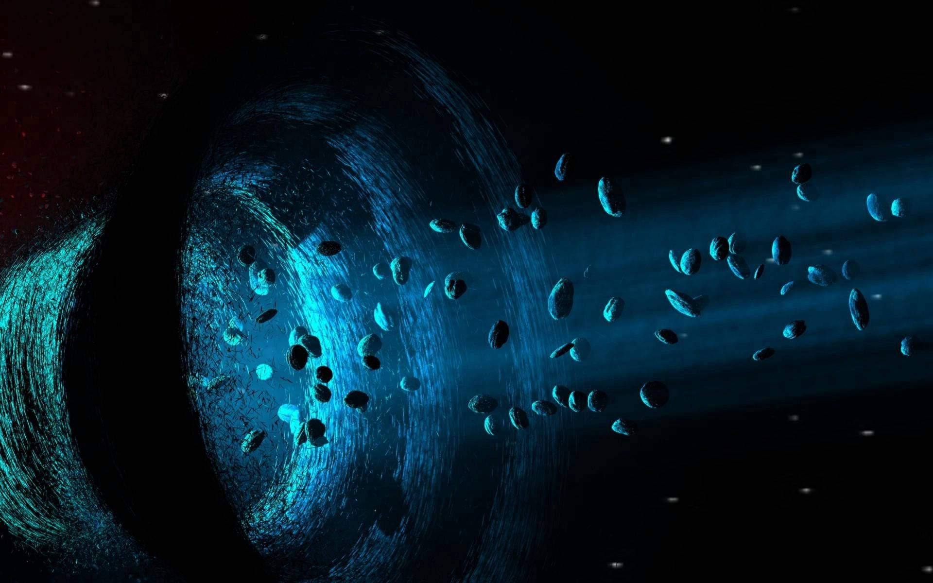 Black Hole, cosmic blue vortex, glowing particles, Full HD Desktop Wallpaper