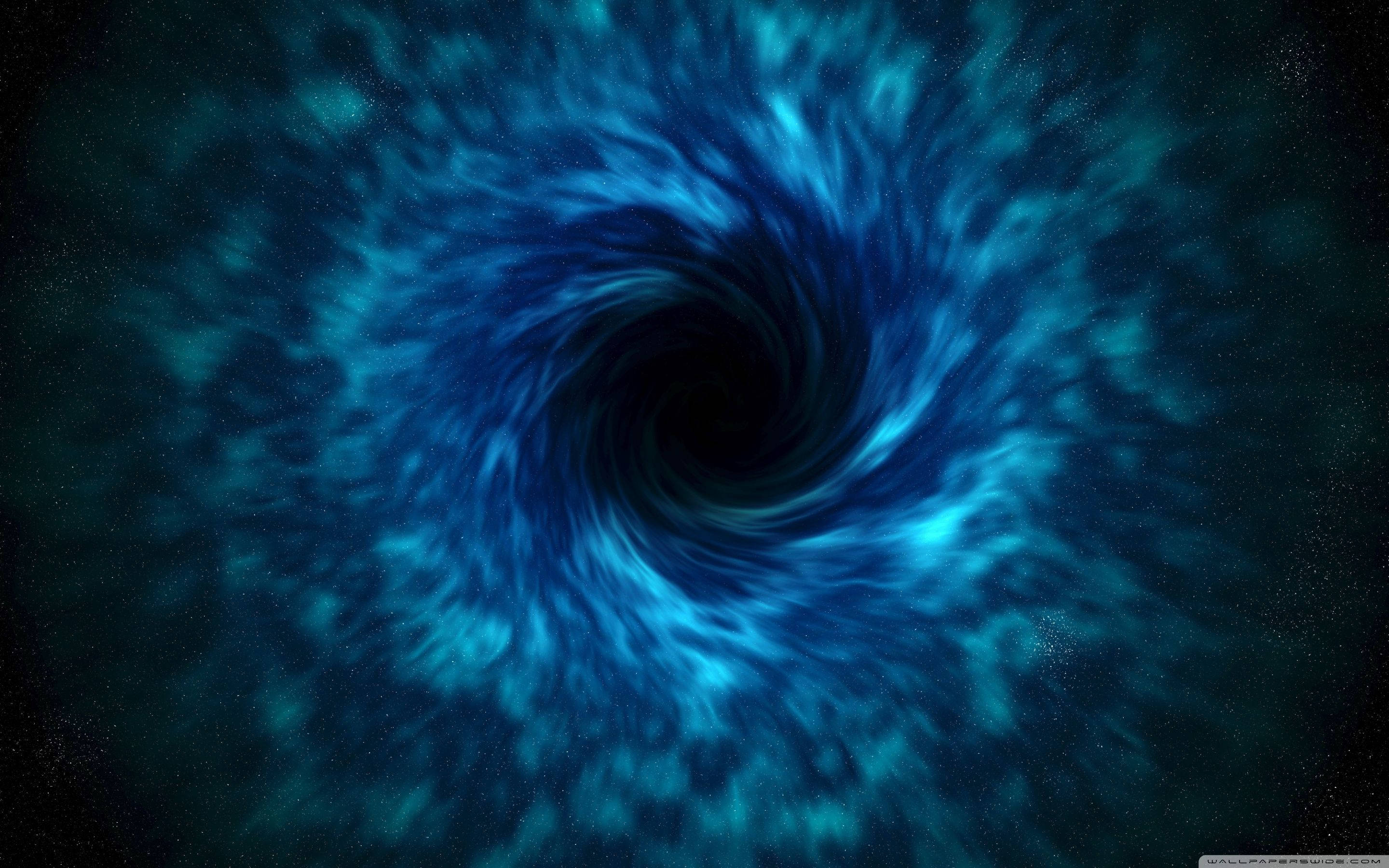 psychedelic blue, black hole, swirling cosmic vortex, 2K Desktop Wallpaper