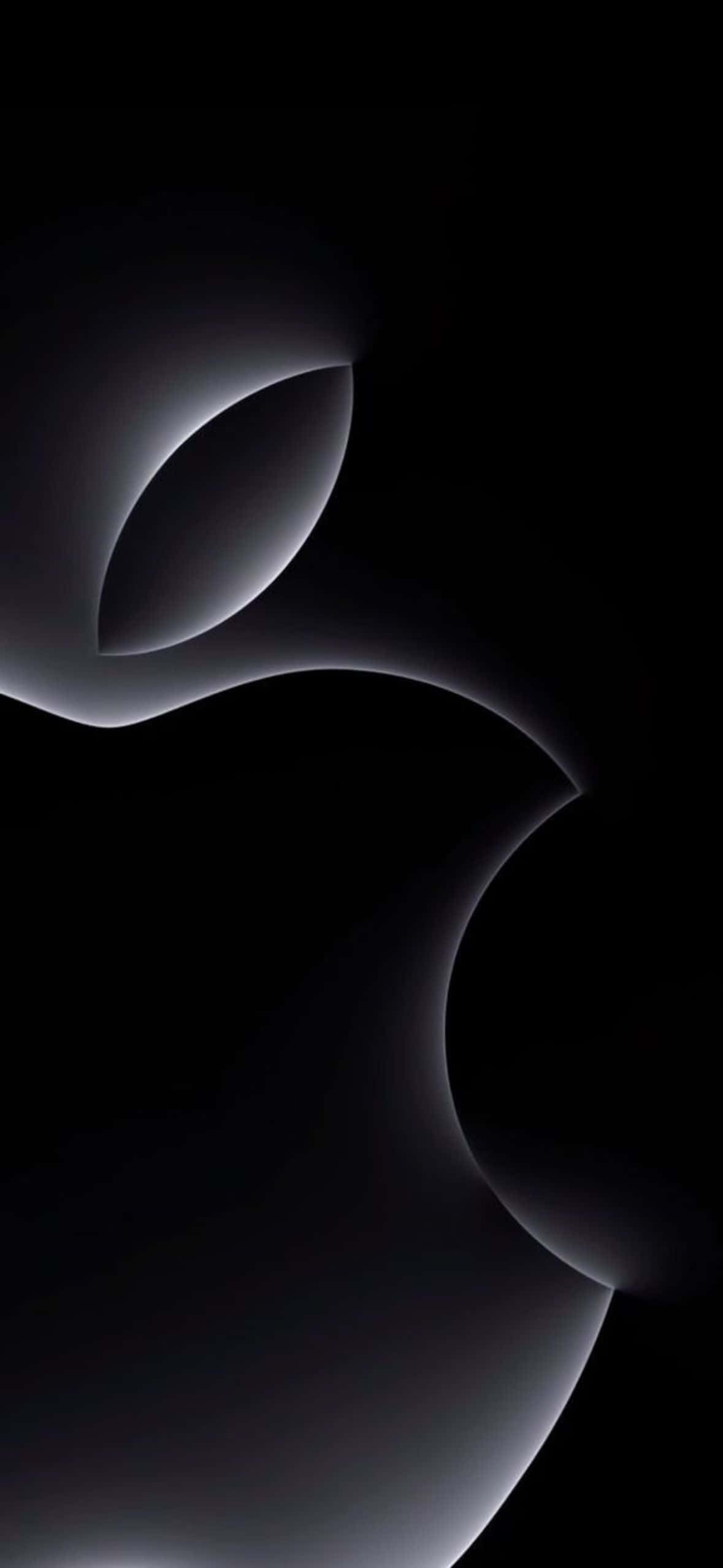abstract black curves background, minimalist glowing apple logo, deep black, Full HD Phone Wallpaper