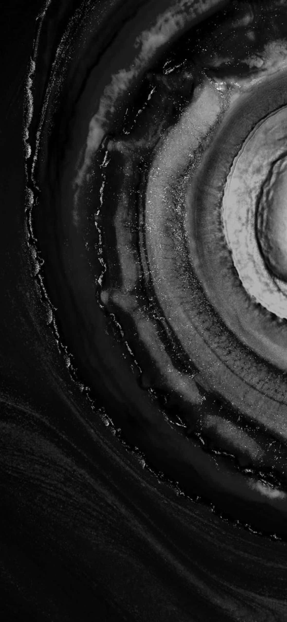 black and white agate slice, concentric rings, glossy textures, Full HD Phone Wallpaper