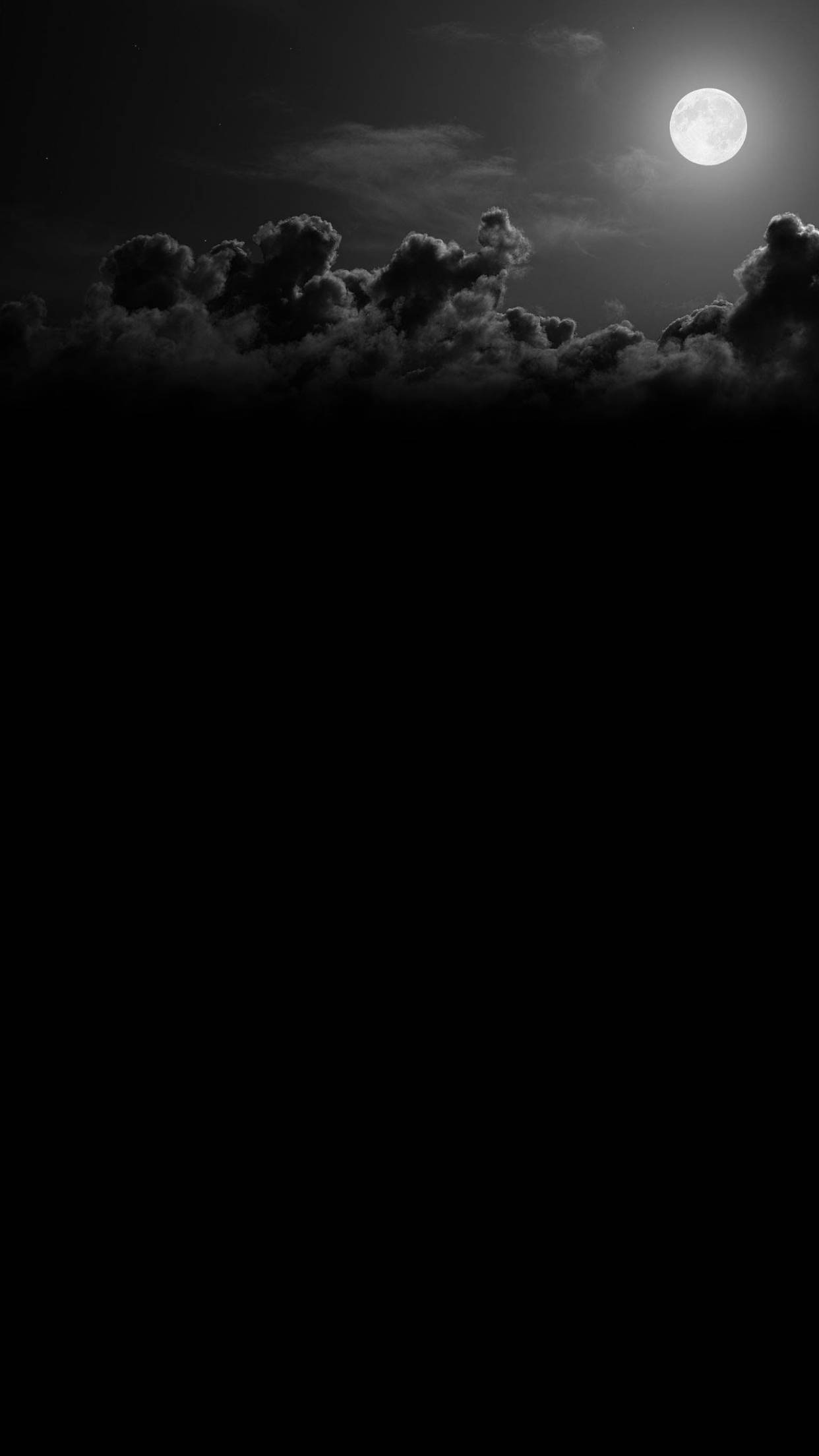 Night Sky Black iPhone 6 Plus, luminous full moon, dramatic clouds, Full HD Phone Wallpaper