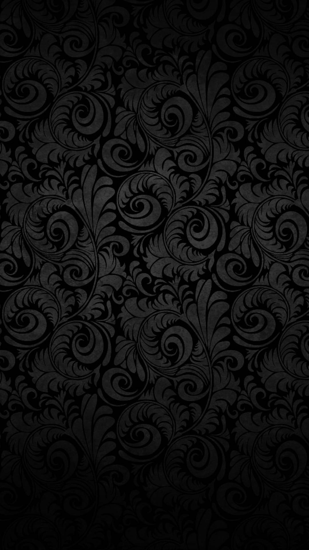 Black iPhone 6 Plus, damask, swirling floral patterns, Full HD Phone Wallpaper