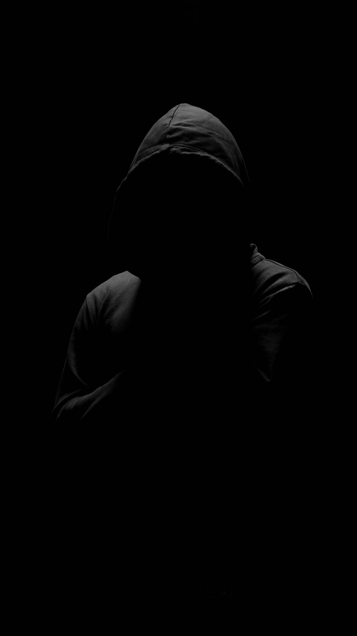 Black iPhone 6 Plus, hooded figure, near-total darkness, Full HD Phone Wallpaper