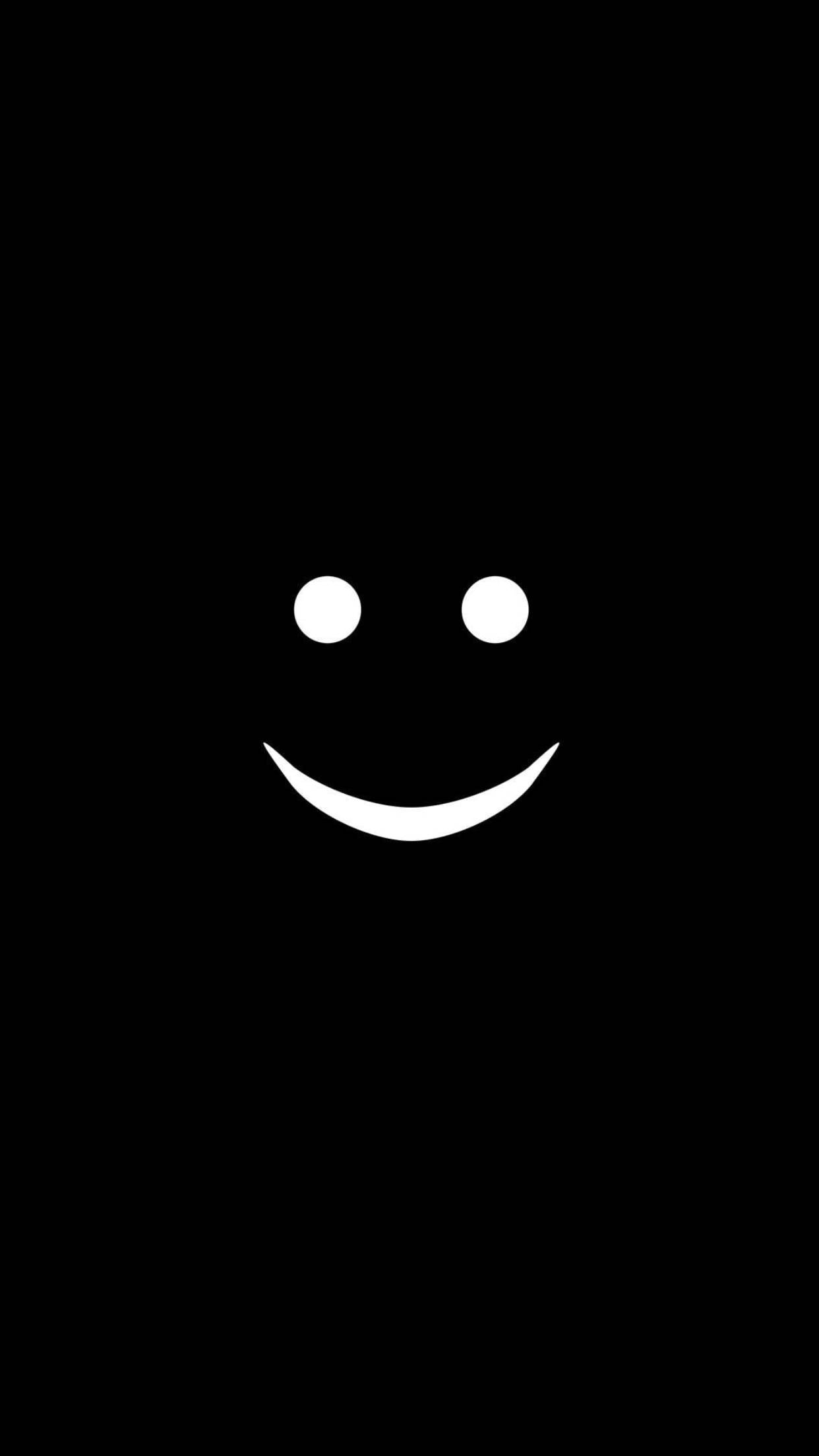 Black iPhone 6 Plus, smiley face, white smiley face, Full HD Phone Wallpaper