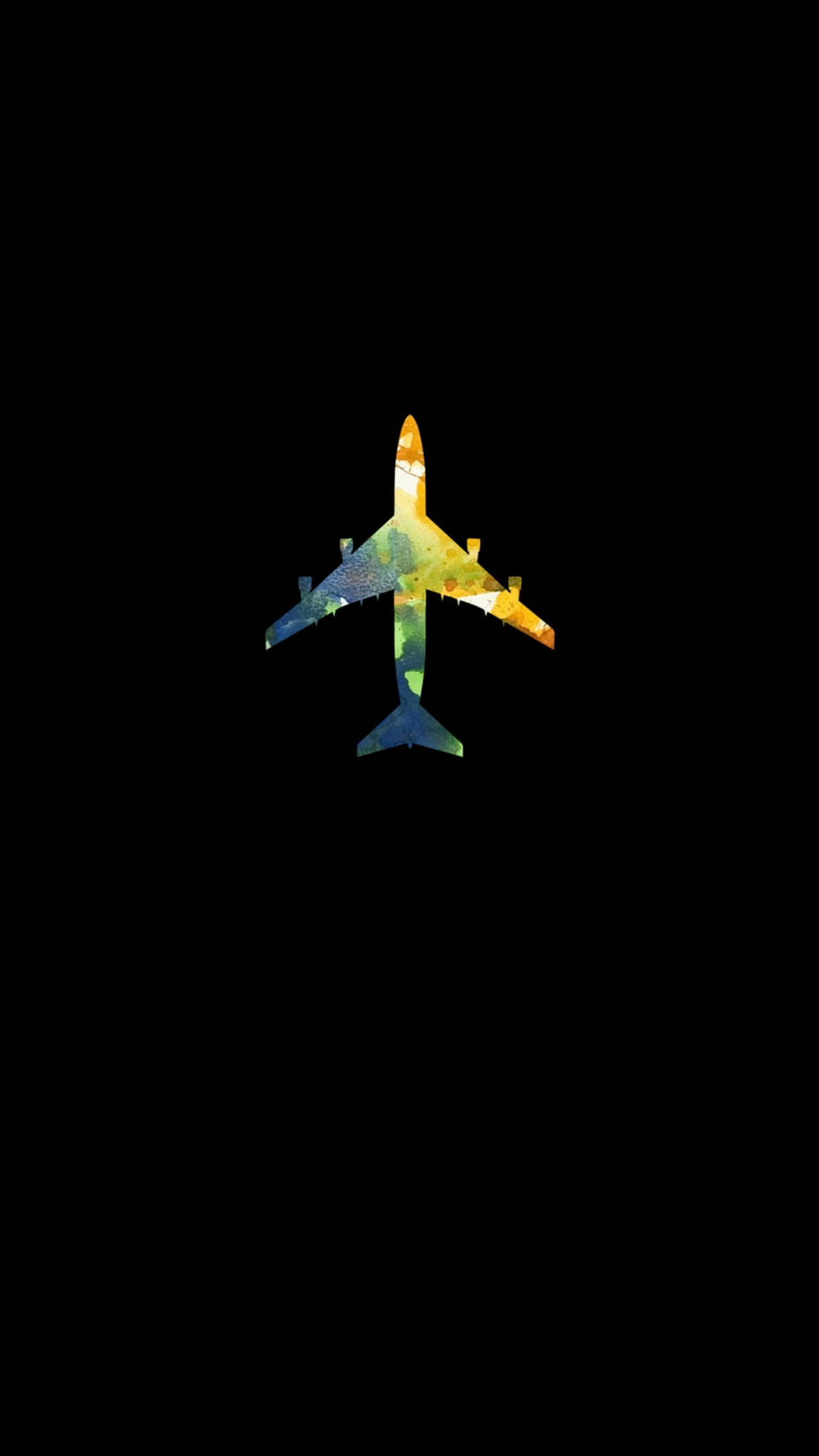Black iPhone 6 Plus, airplane silhouette, watercolor, Full HD Phone Wallpaper