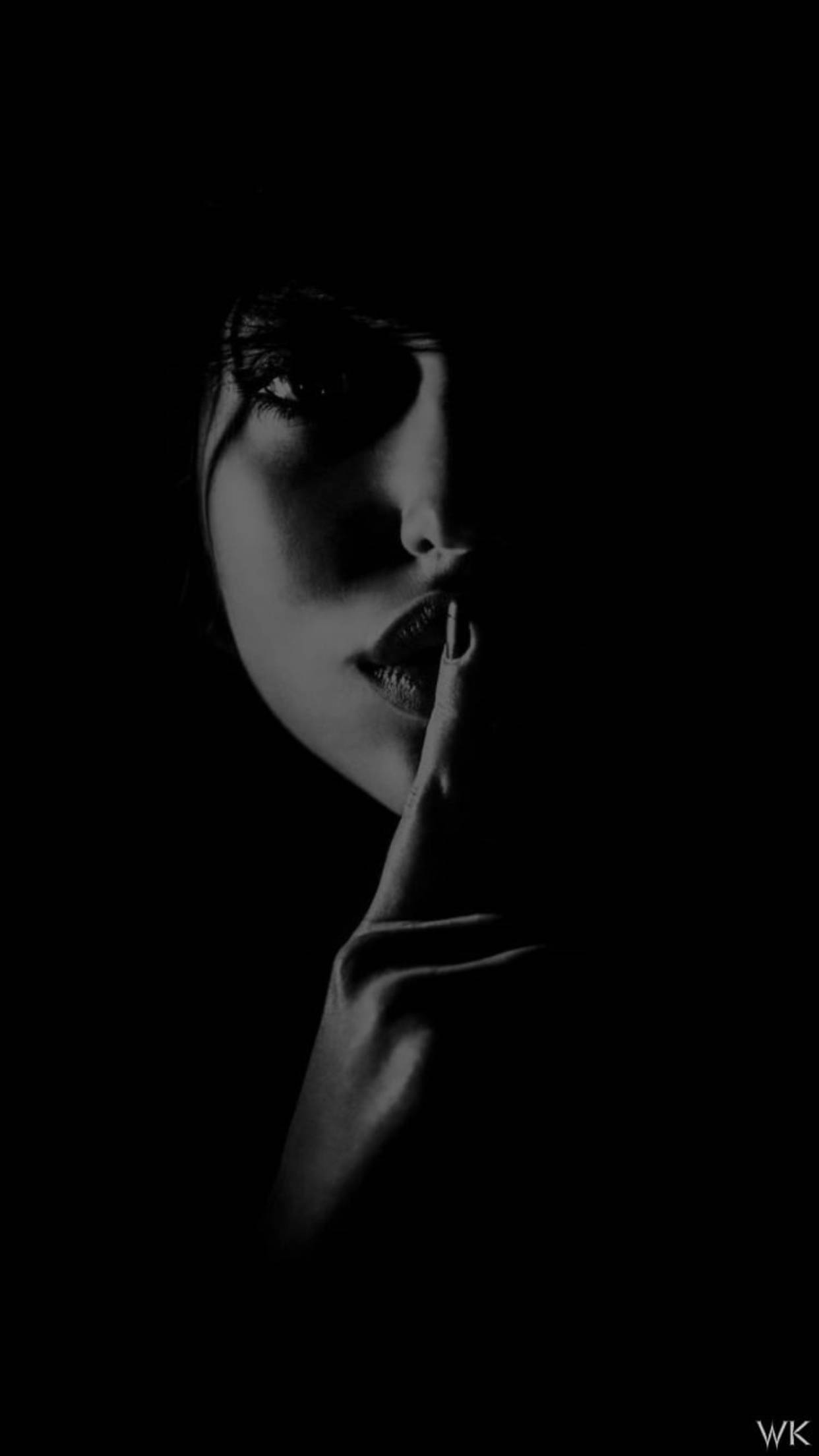 Black iPhone 6 Plus, woman's face, shadow, Full HD Phone Wallpaper