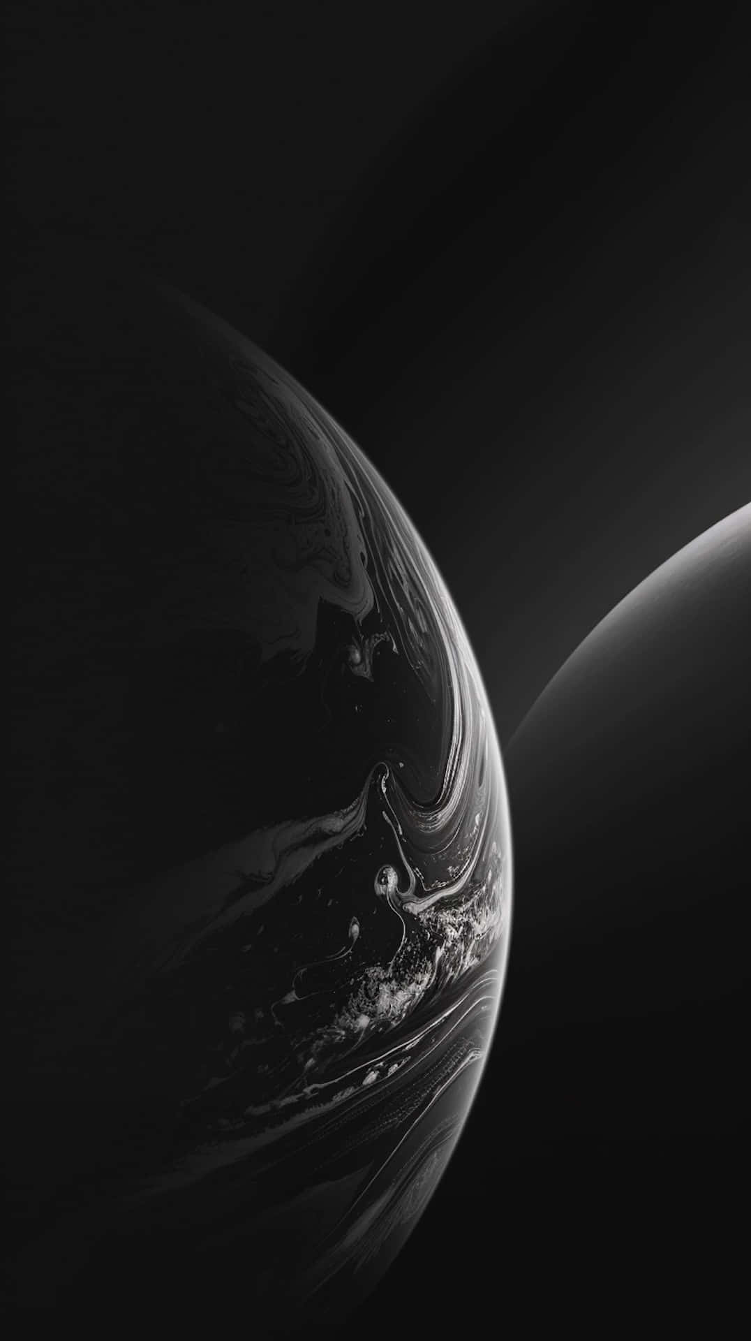 Black iPhone Xr, monochrome planet, swirling dark and light patterns, Full HD Phone Wallpaper