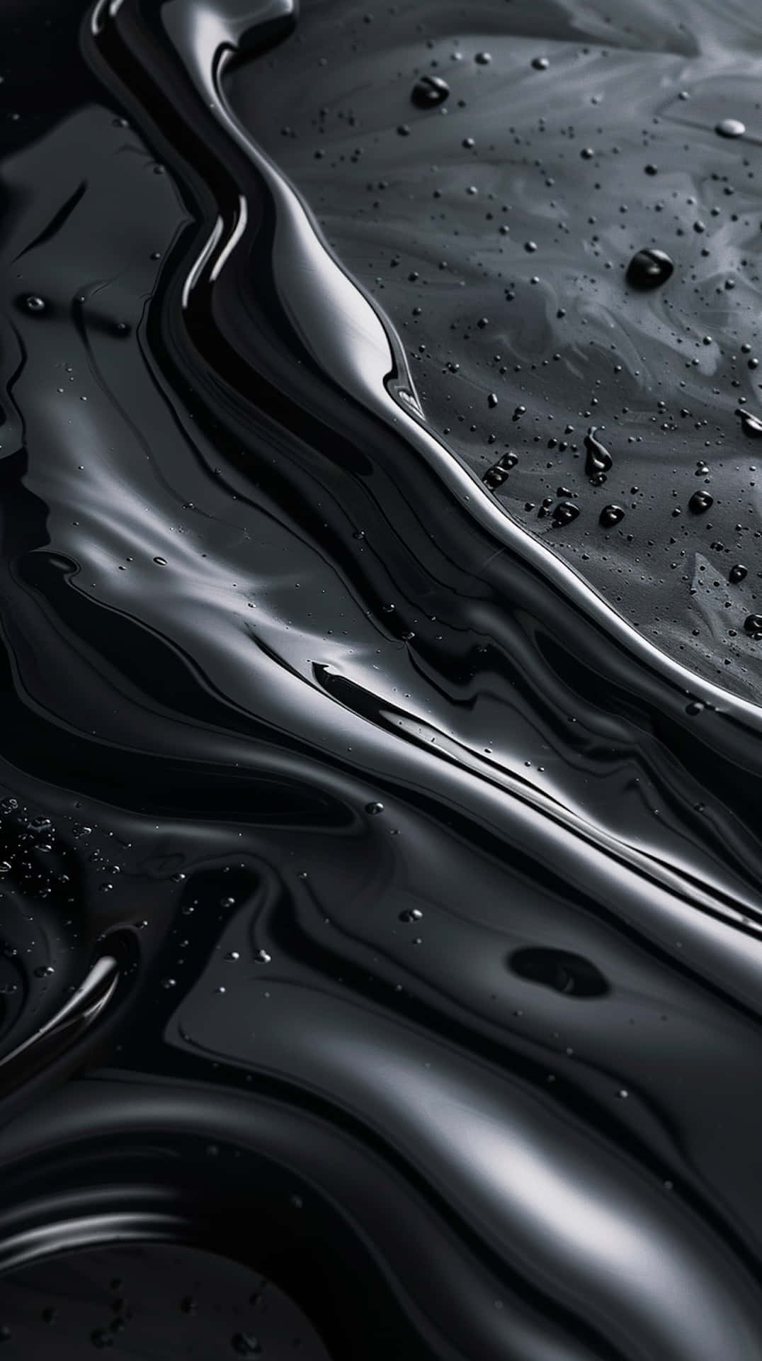 Black iPhone Xr, glossy black liquid, smooth undulating waves, Full HD Phone Wallpaper