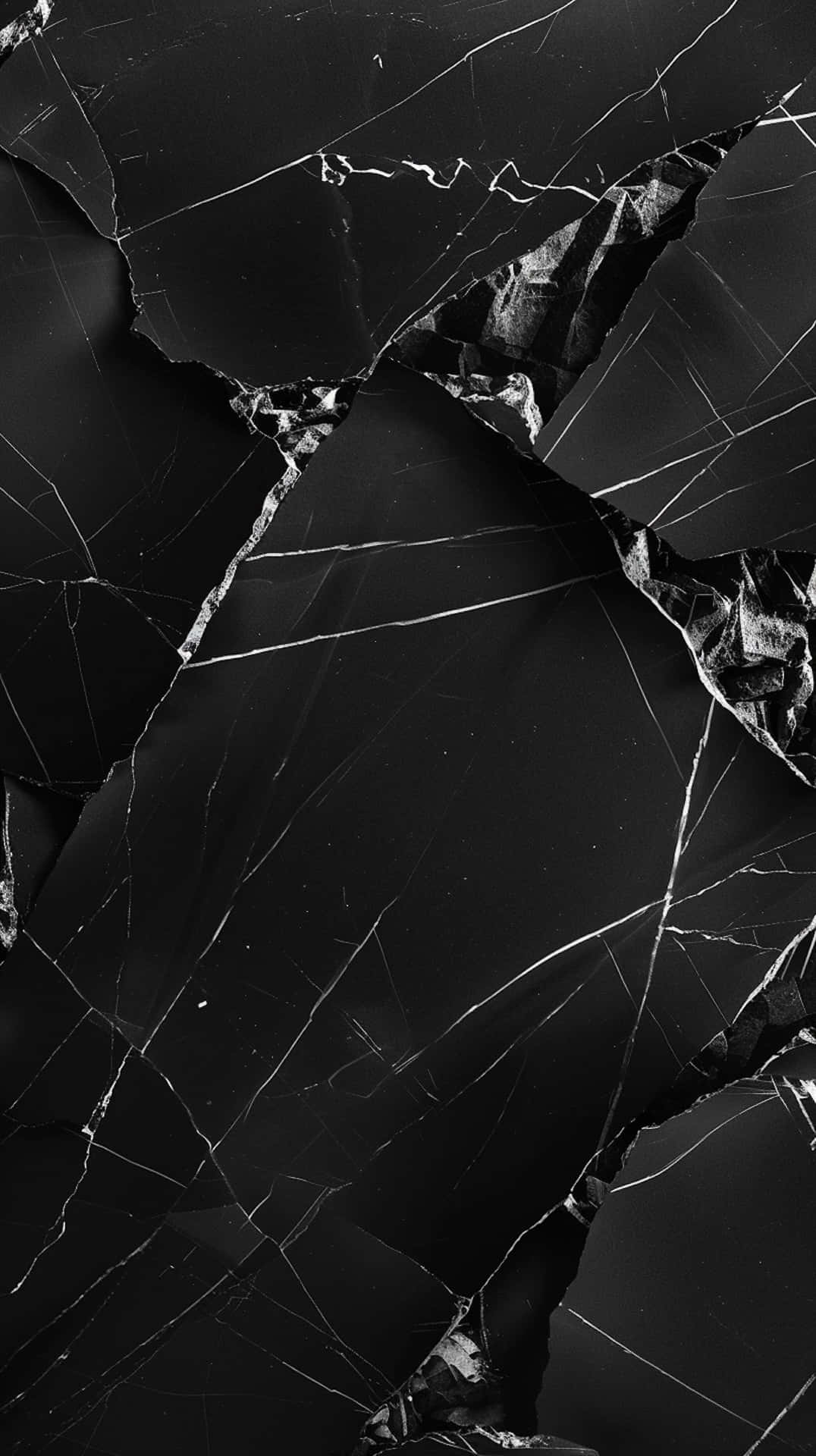 Black iPhone Xr, shattered screen, black marble, Full HD Phone Wallpaper