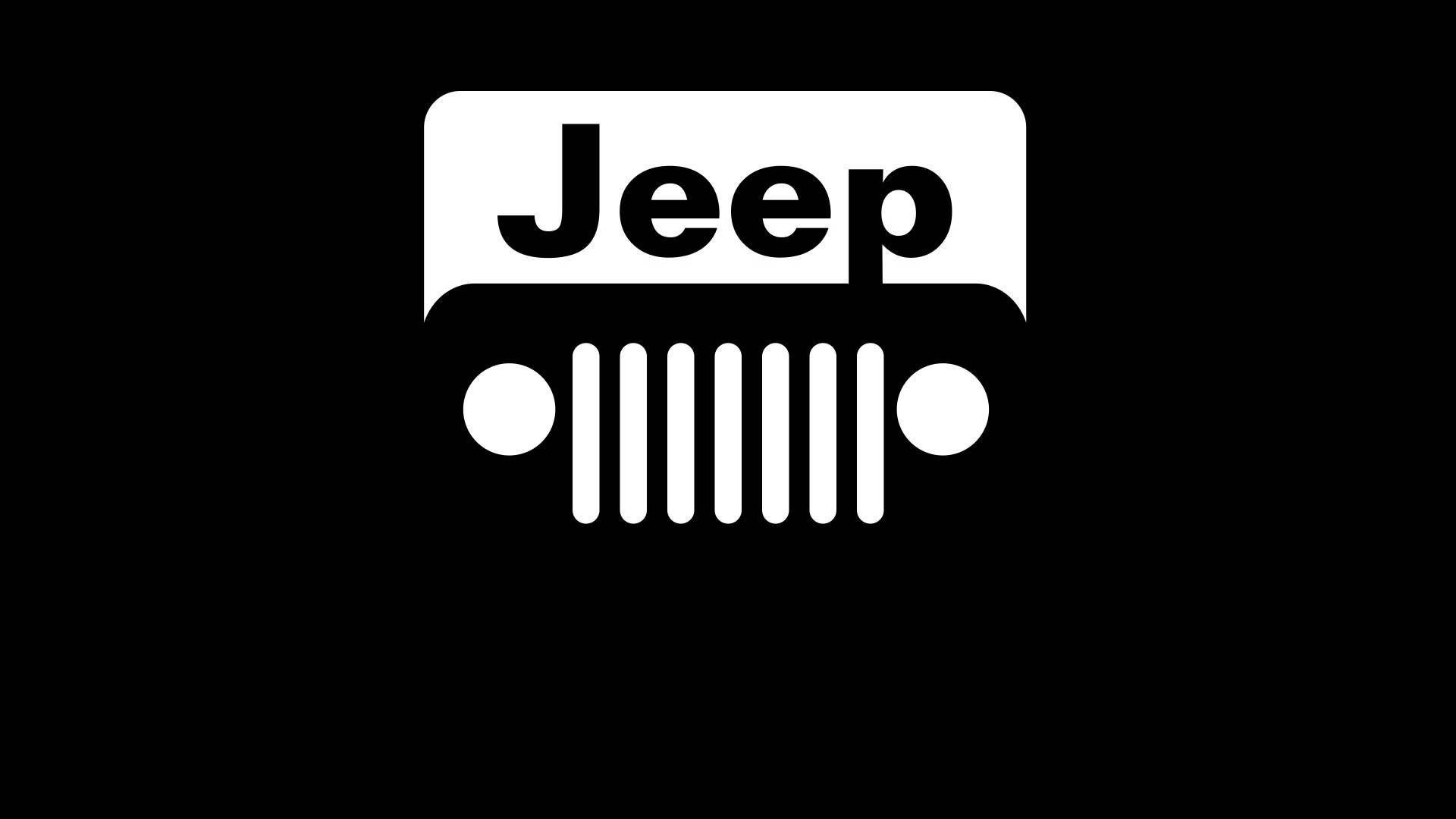 Black Jeep, white Jeep logo, seven-slot grille, Full HD Desktop Wallpaper