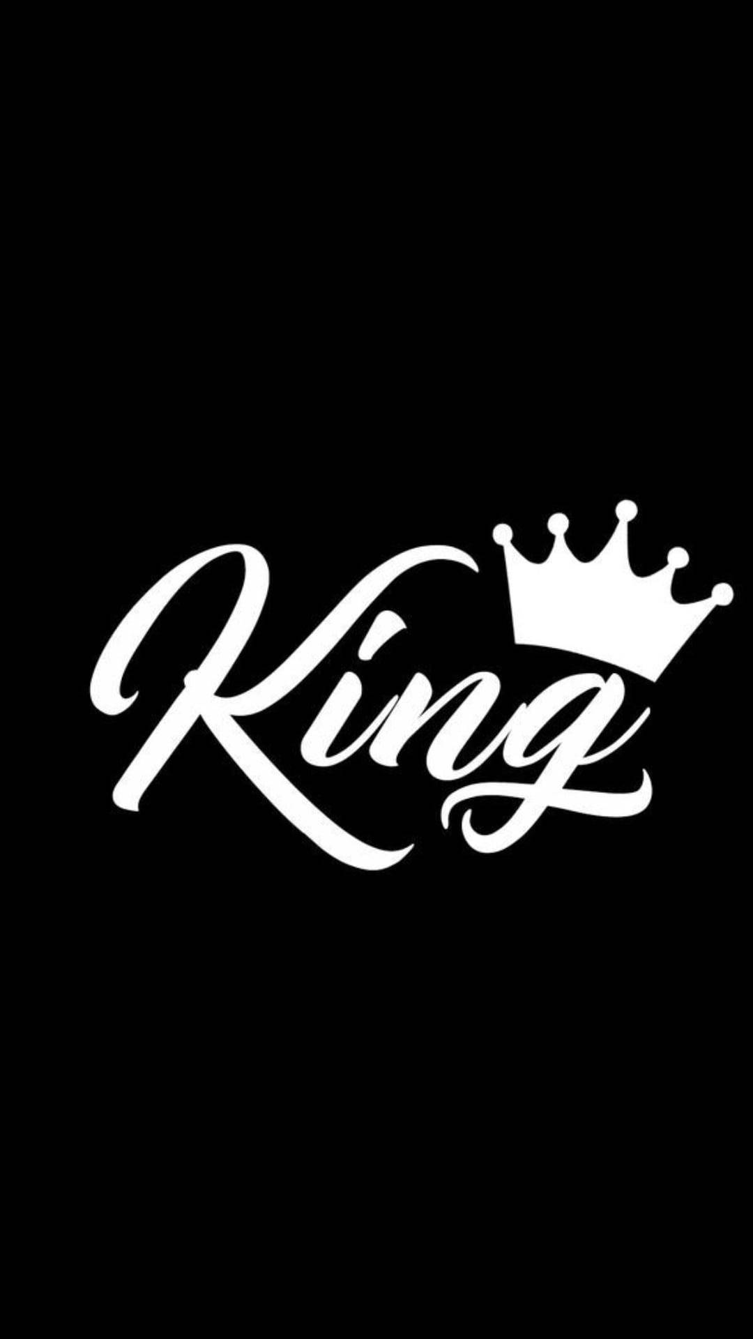 King, crown icon, white cursive, Full HD Phone Wallpaper