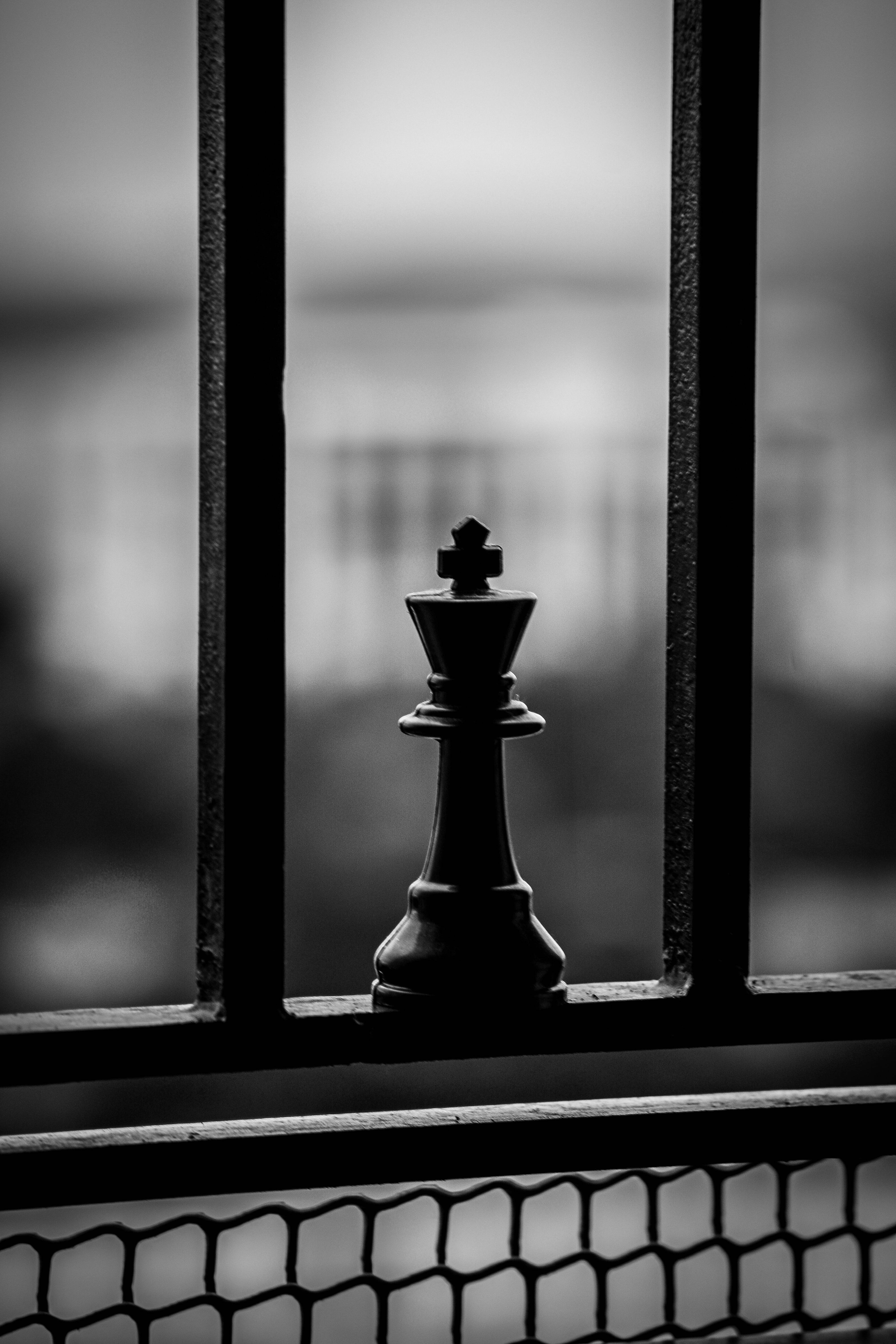 Black King, chess piece, railing, 5K Phone Wallpaper