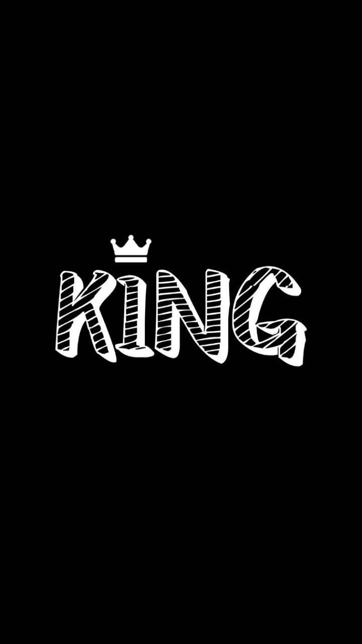 Black King, crown, white 'KING' text, HD Phone Wallpaper
