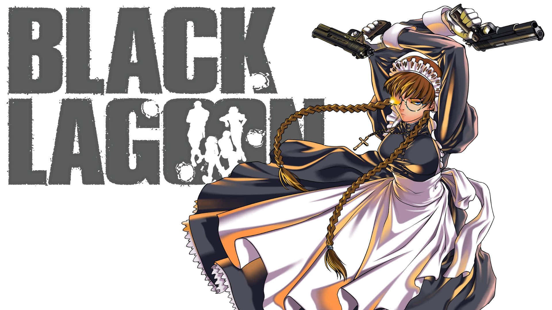 Black Lagoon Roberta, black and white maid outfit, two pistols, Full HD Desktop Wallpaper