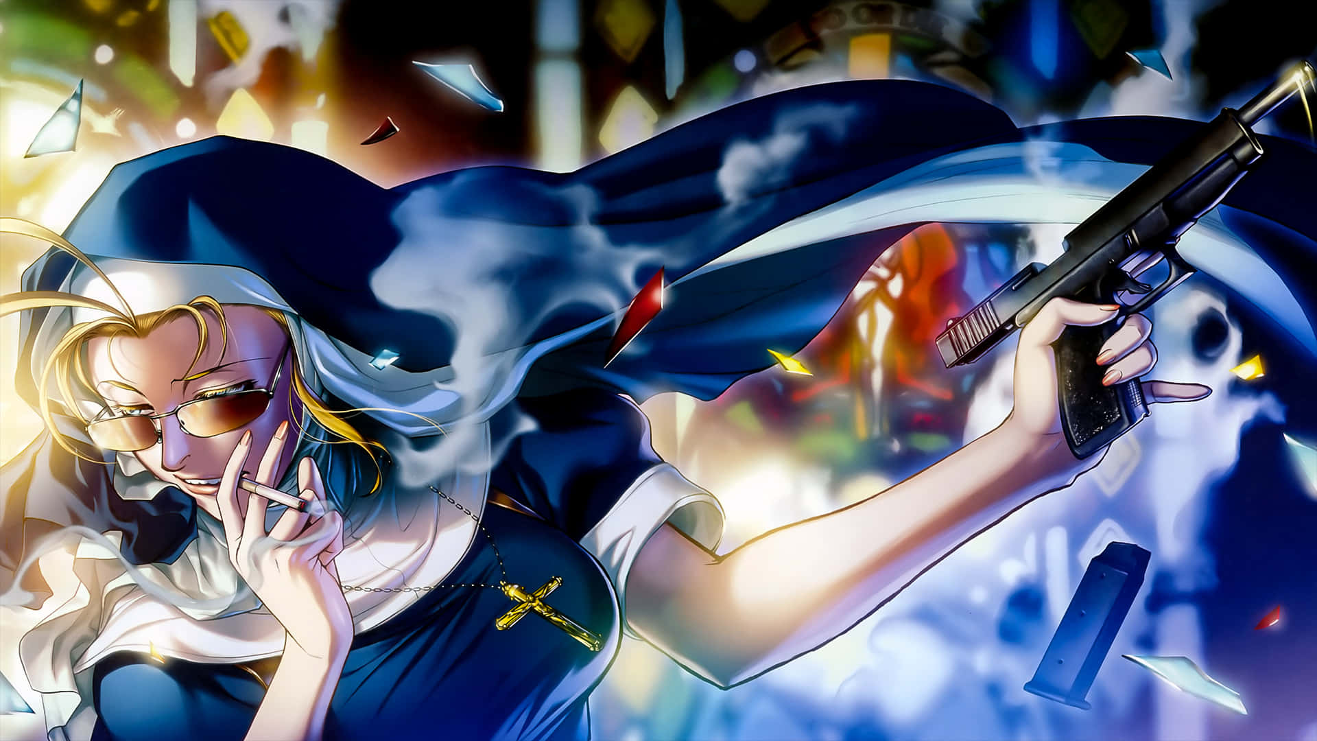 Roberta, Black Lagoon, anime nun, Full HD Desktop Wallpaper