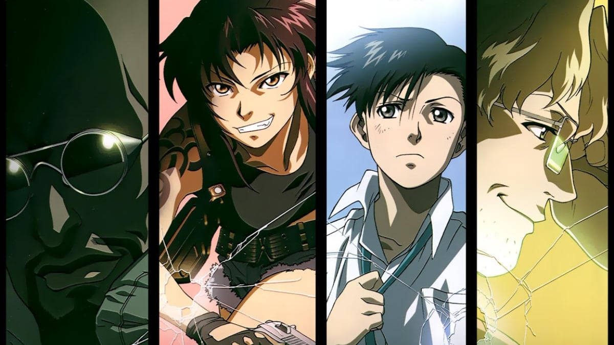 Black Lagoon, characters, cracked glass overlays, SD Desktop Wallpaper