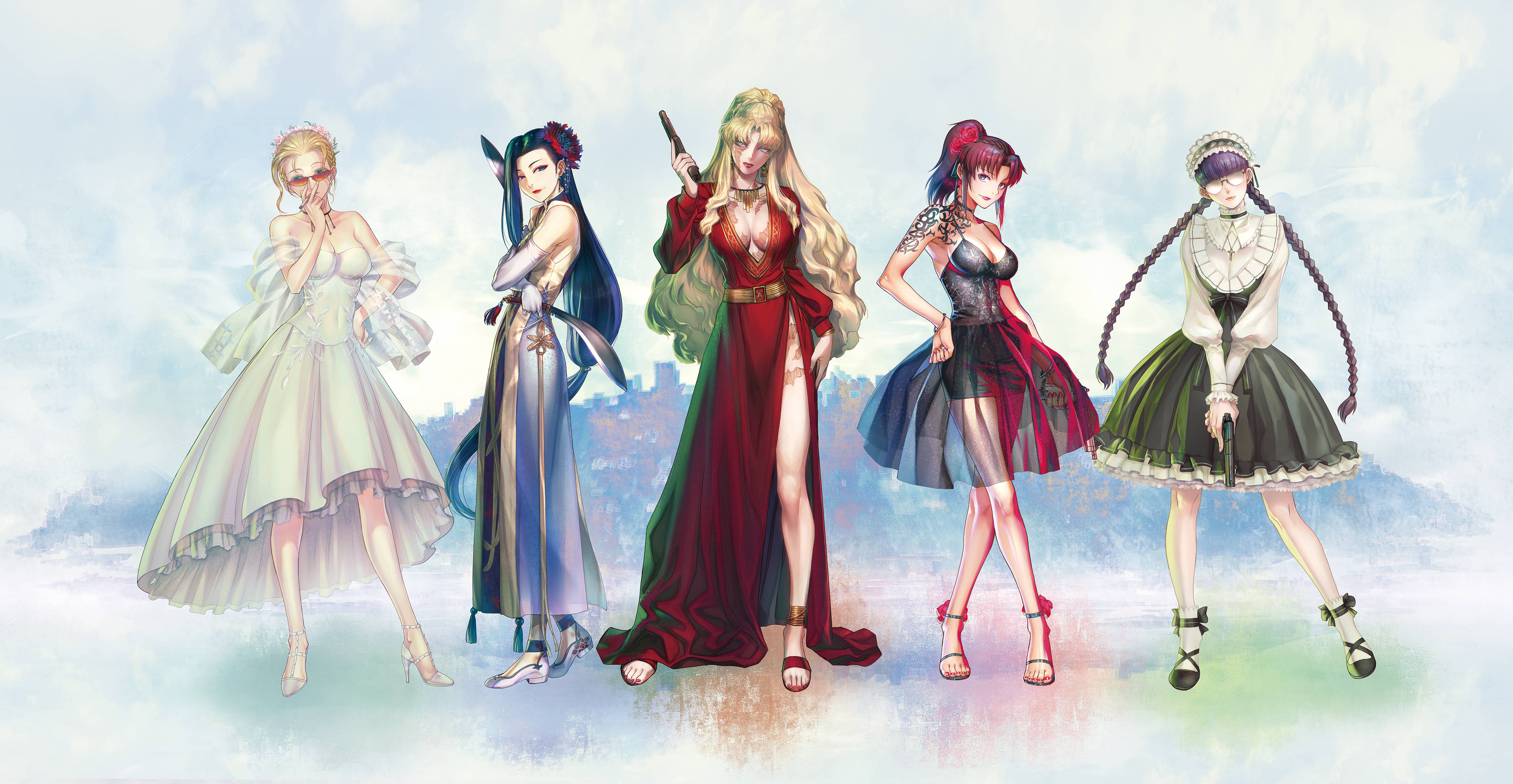 Black Lagoon, female characters, anime-style, 4K Desktop Wallpaper