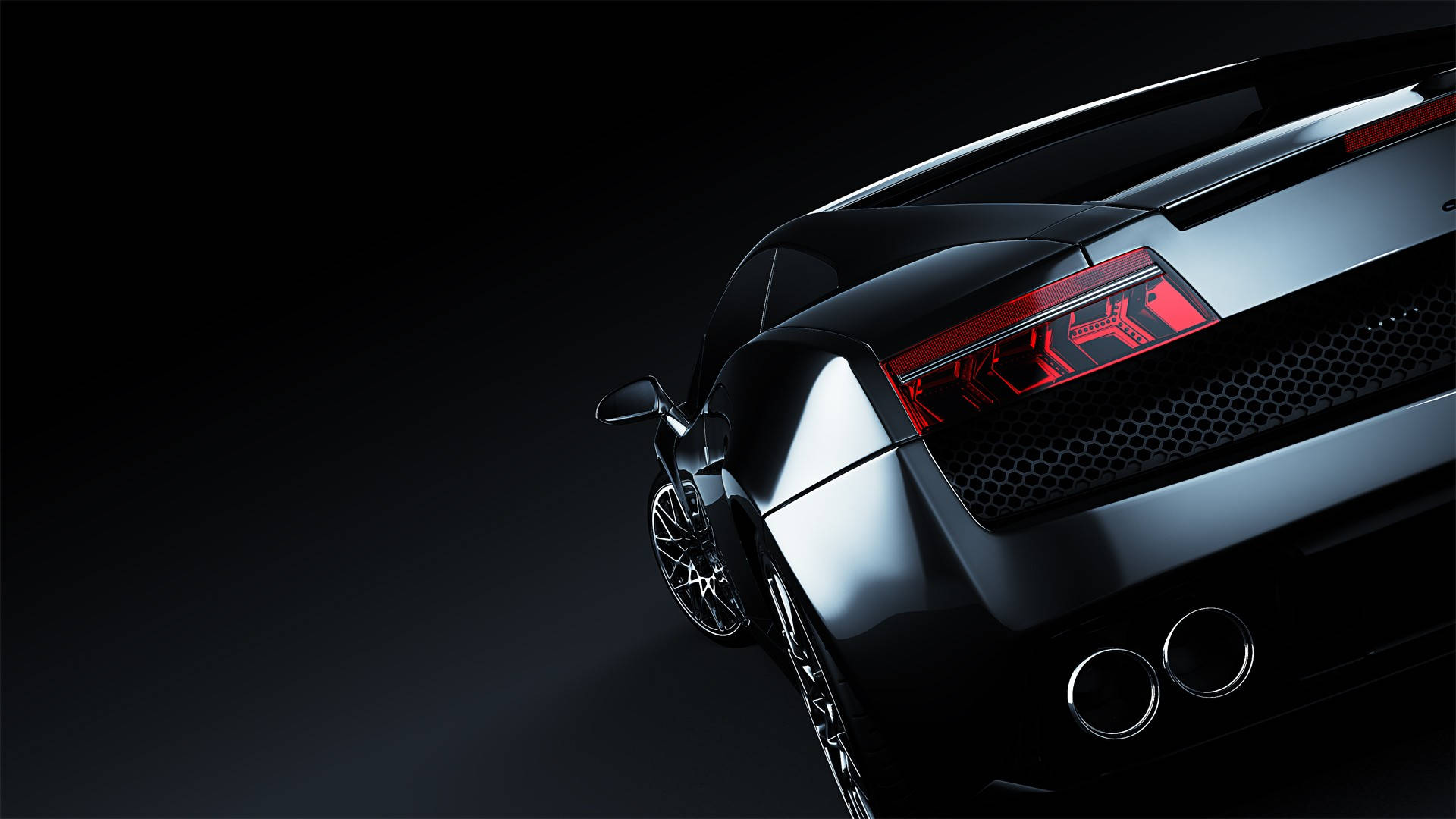 Black Lamborghini, taillight, sleek black sports car, Full HD Desktop Wallpaper