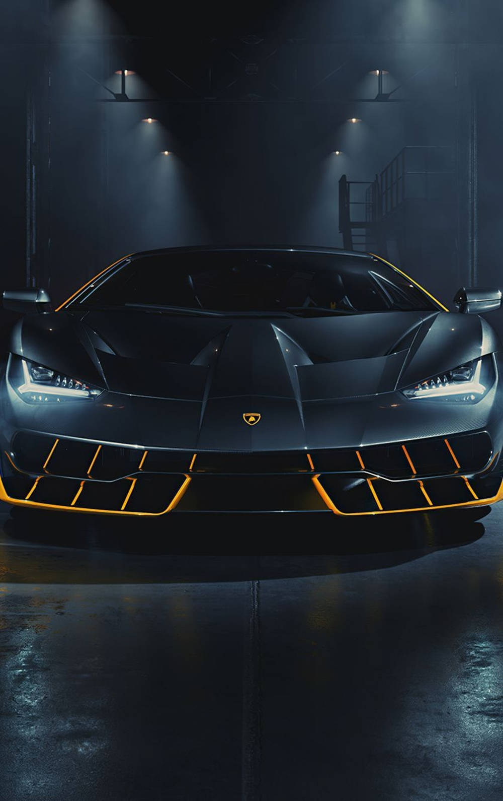 Lamborghini, black, glowing orange accents, HD Phone Wallpaper