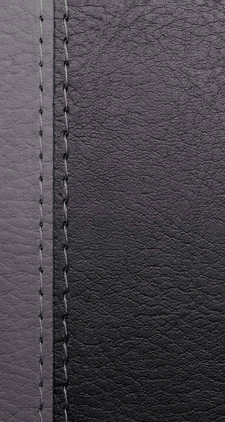 black leather iPhone, dark gray textured leather panels, light gray stitching, HD Phone Wallpaper
