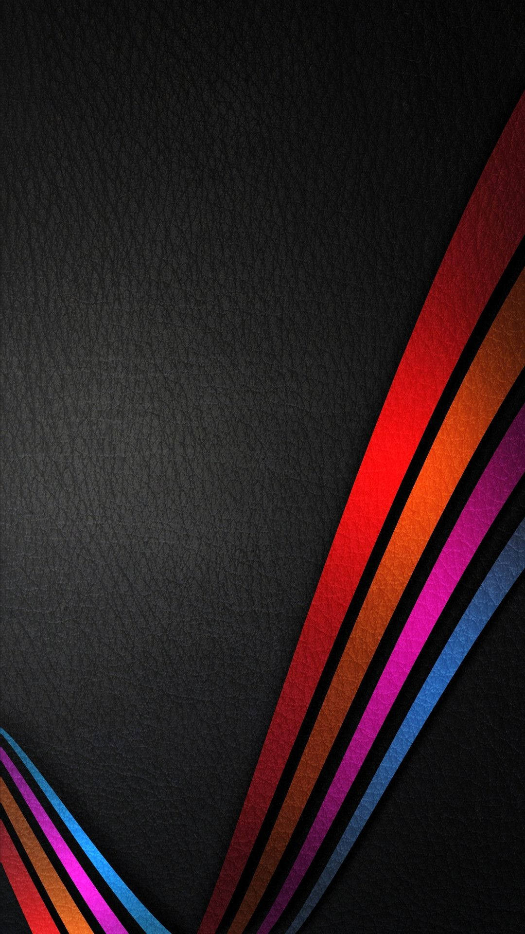 black leather iPhone, red orange purple and blue, diagonal stripes, Full HD Phone Wallpaper