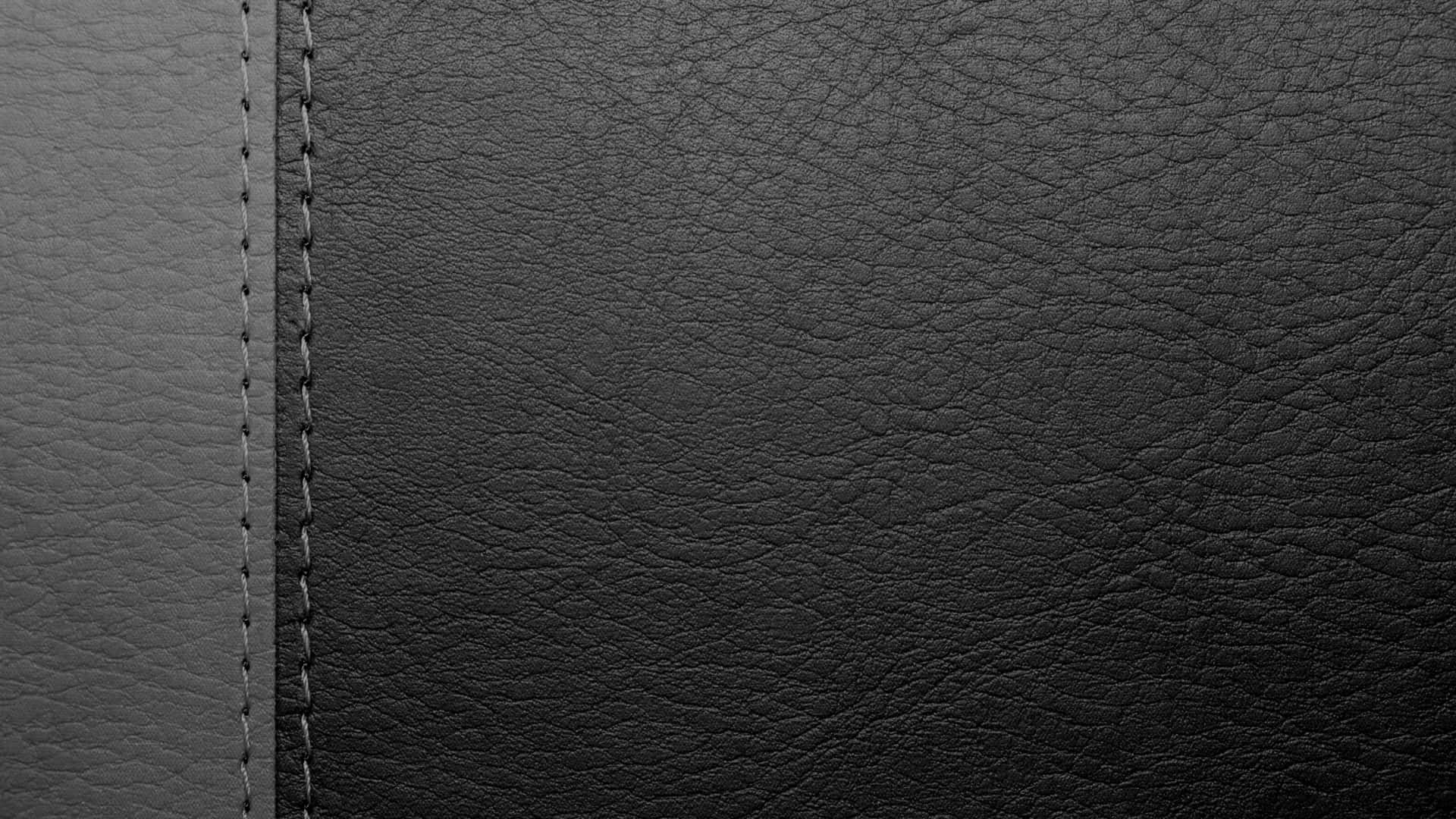 black leather, textured grain, gray stitched seam, Full HD Desktop Wallpaper