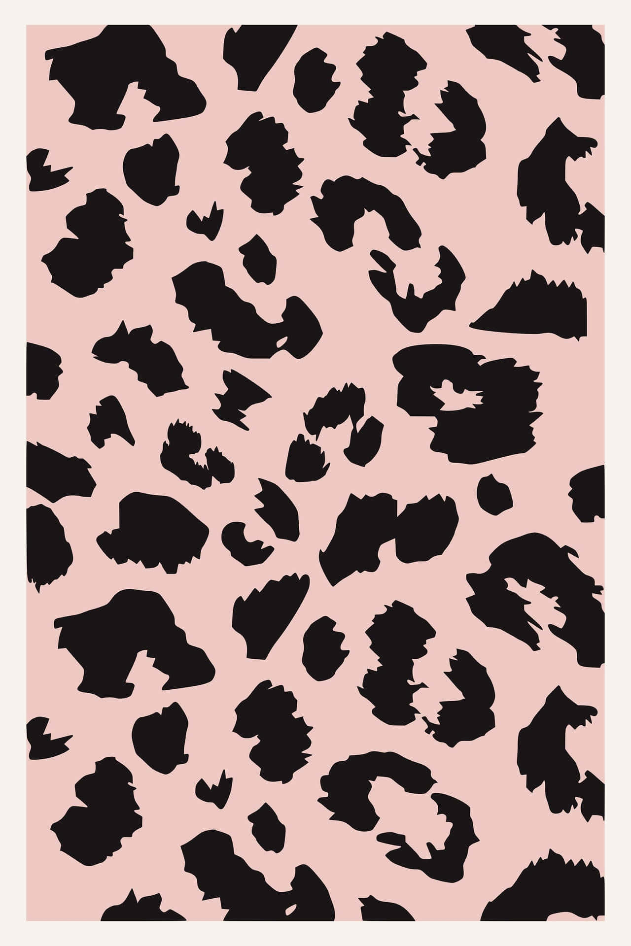 pink black leopard print pattern, black leopard spots, soft pink background, Full HD Phone Wallpaper