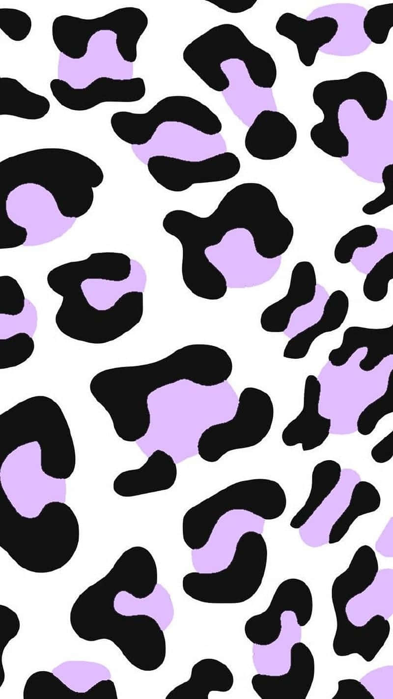 purple black leopard print pattern, black leopard spots, lavender, HD Phone Wallpaper