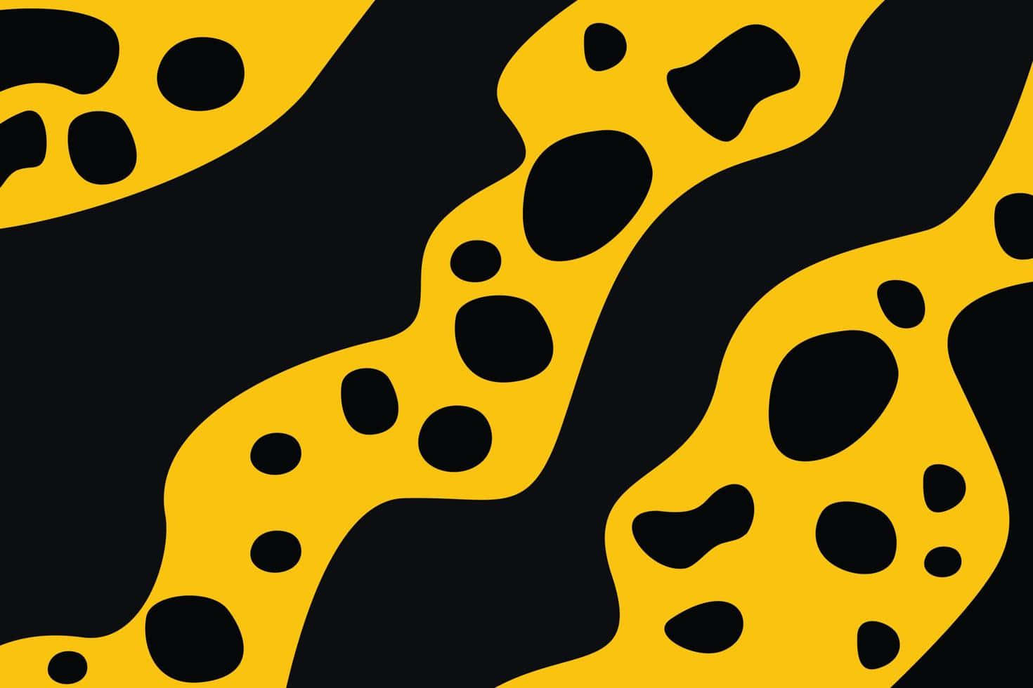 abstract black leopard print, yellow shapes, black spots, HD Desktop Wallpaper