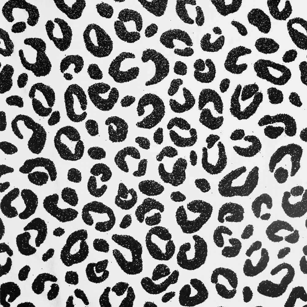 black glitter leopard print, stark white background, textured spots, SD Desktop Wallpaper