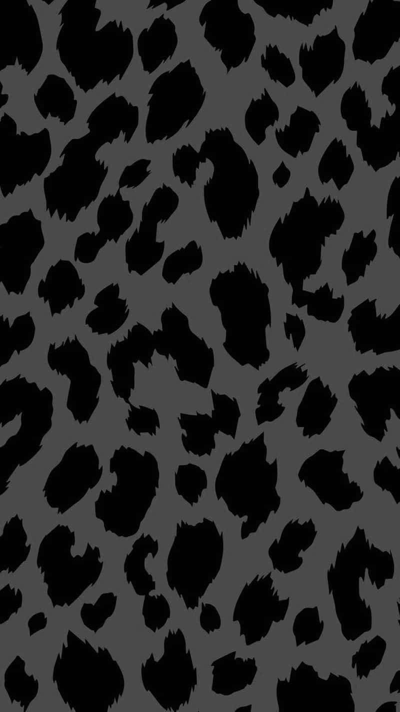 black leopard print pattern, irregular spots, solid dark gray background, HD Phone Wallpaper