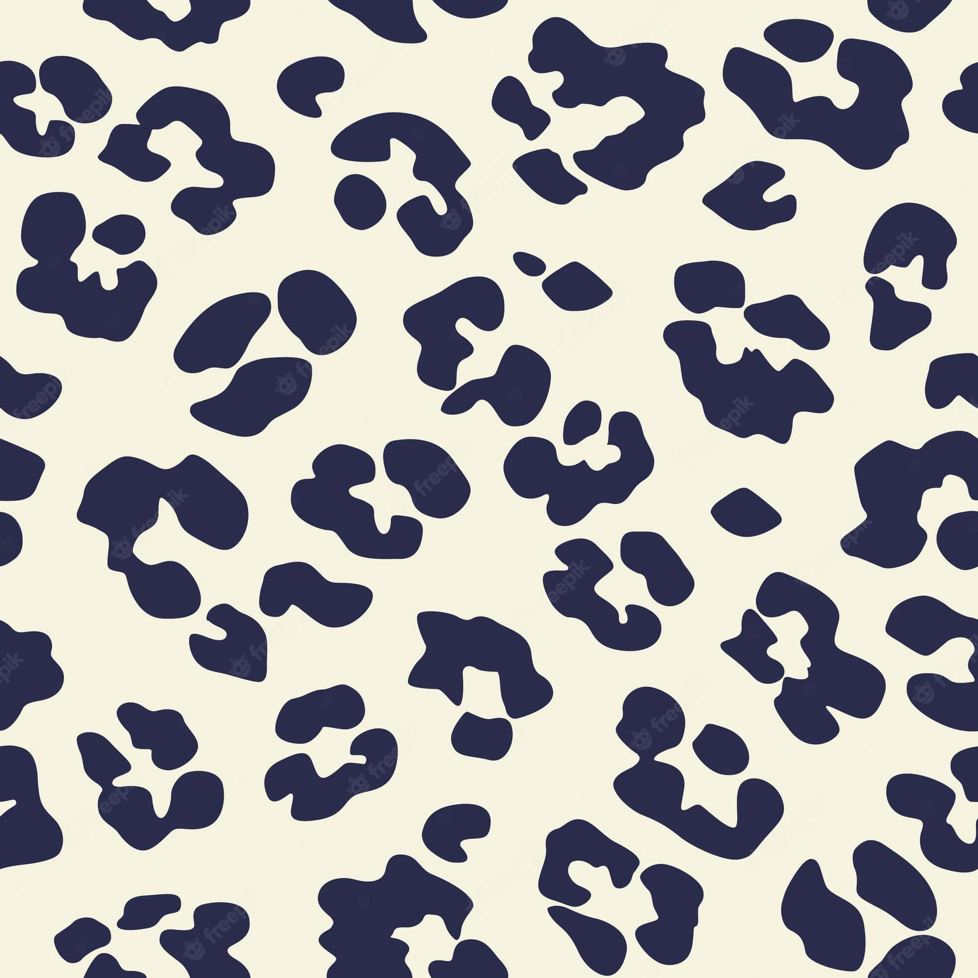 black and white leopard print pattern, dark navy abstract spots, creamy beige background, Full HD Desktop Wallpaper