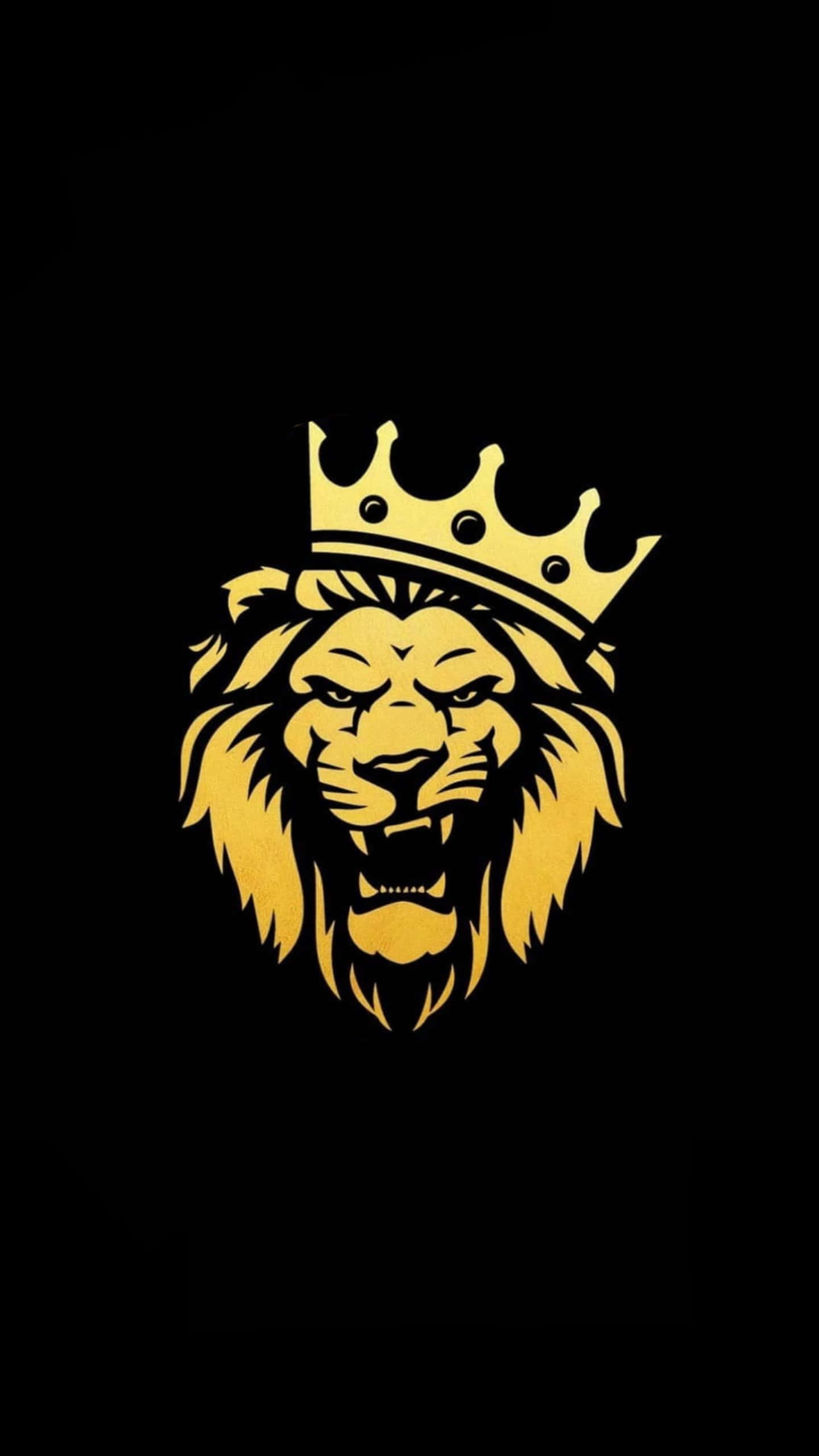 Black Lion, golden lion, crown, 2K Phone Wallpaper