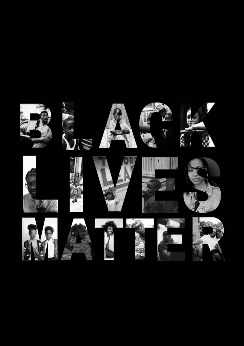 BLACK LIVES MATTER, black and white typography, diverse faces, SD Phone Wallpaper