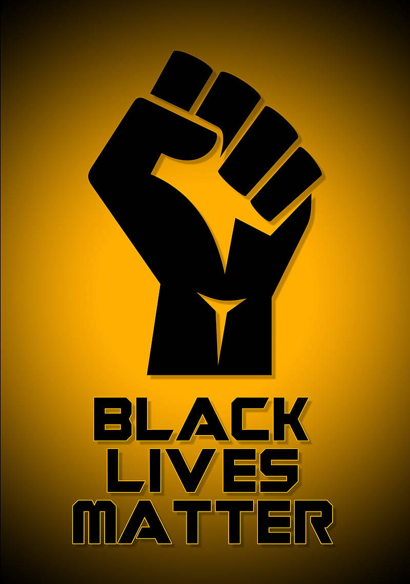 Black Lives Matter, yellow fist, gradient yellow background, SD Phone Wallpaper
