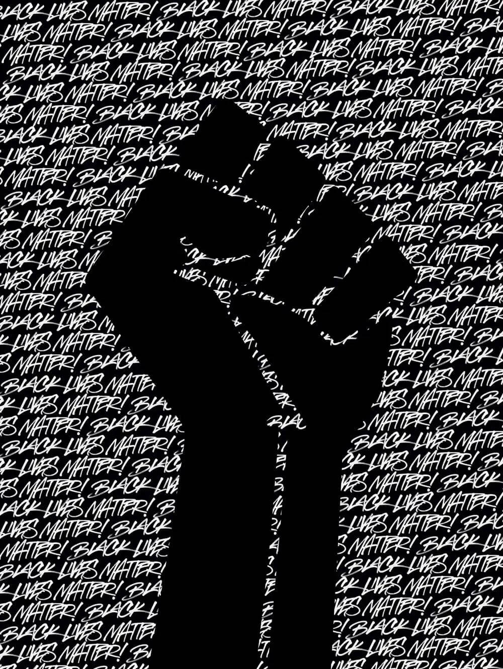 Black Lives Matter, black raised fist, white background, HD Phone Wallpaper