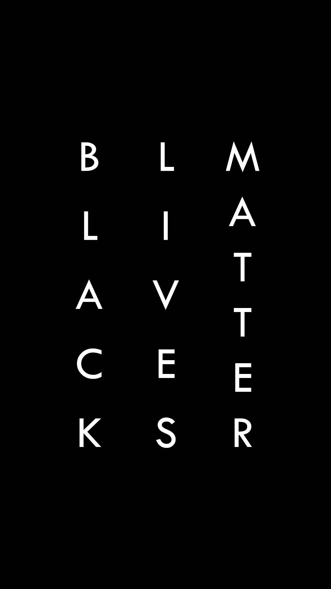 BLACK LIVES MATTER, white letters, stark black background, Full HD Phone Wallpaper