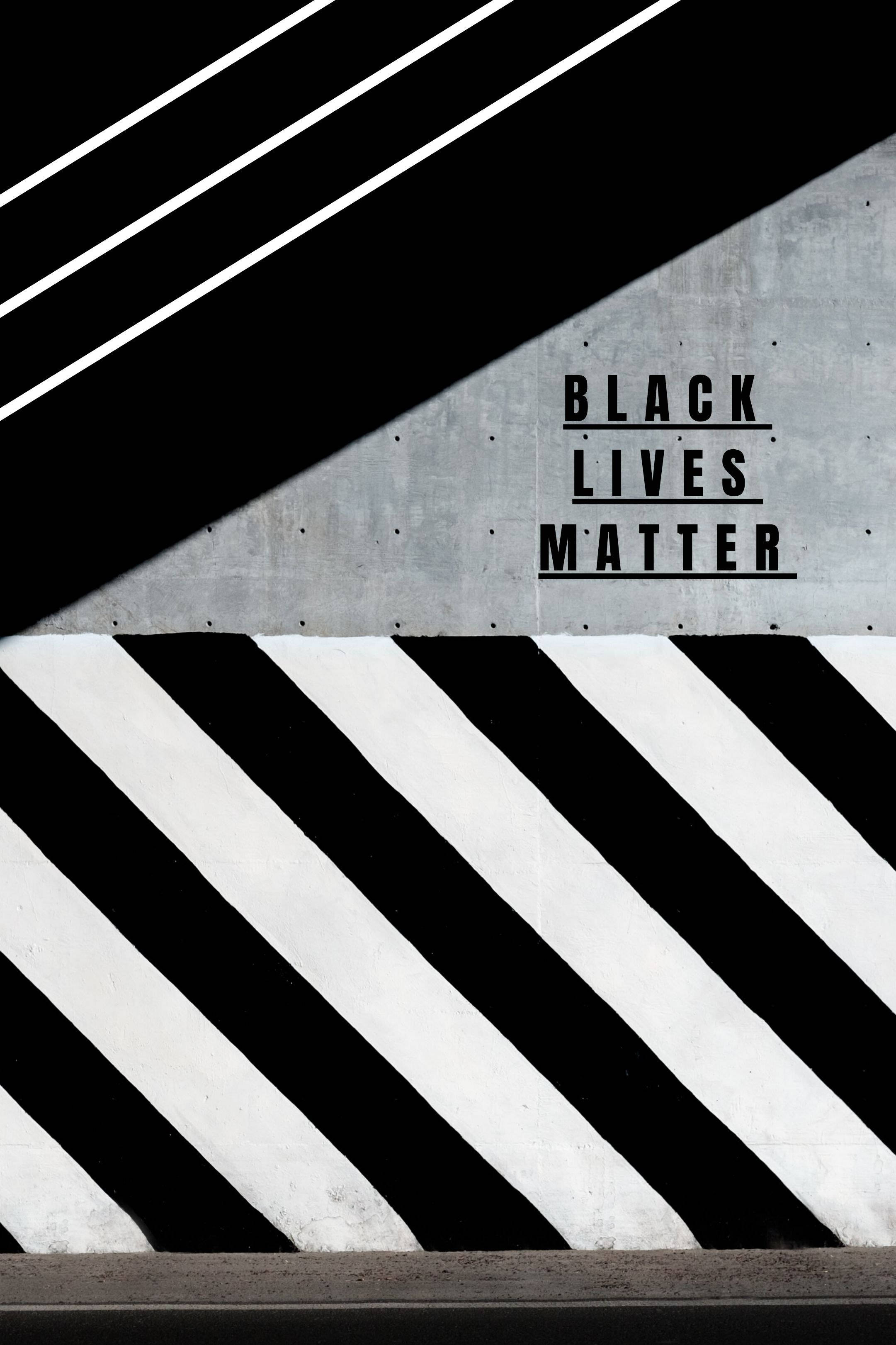 BLACK LIVES MATTER, black and white diagonal stripes, concrete wall, 2K Phone Wallpaper