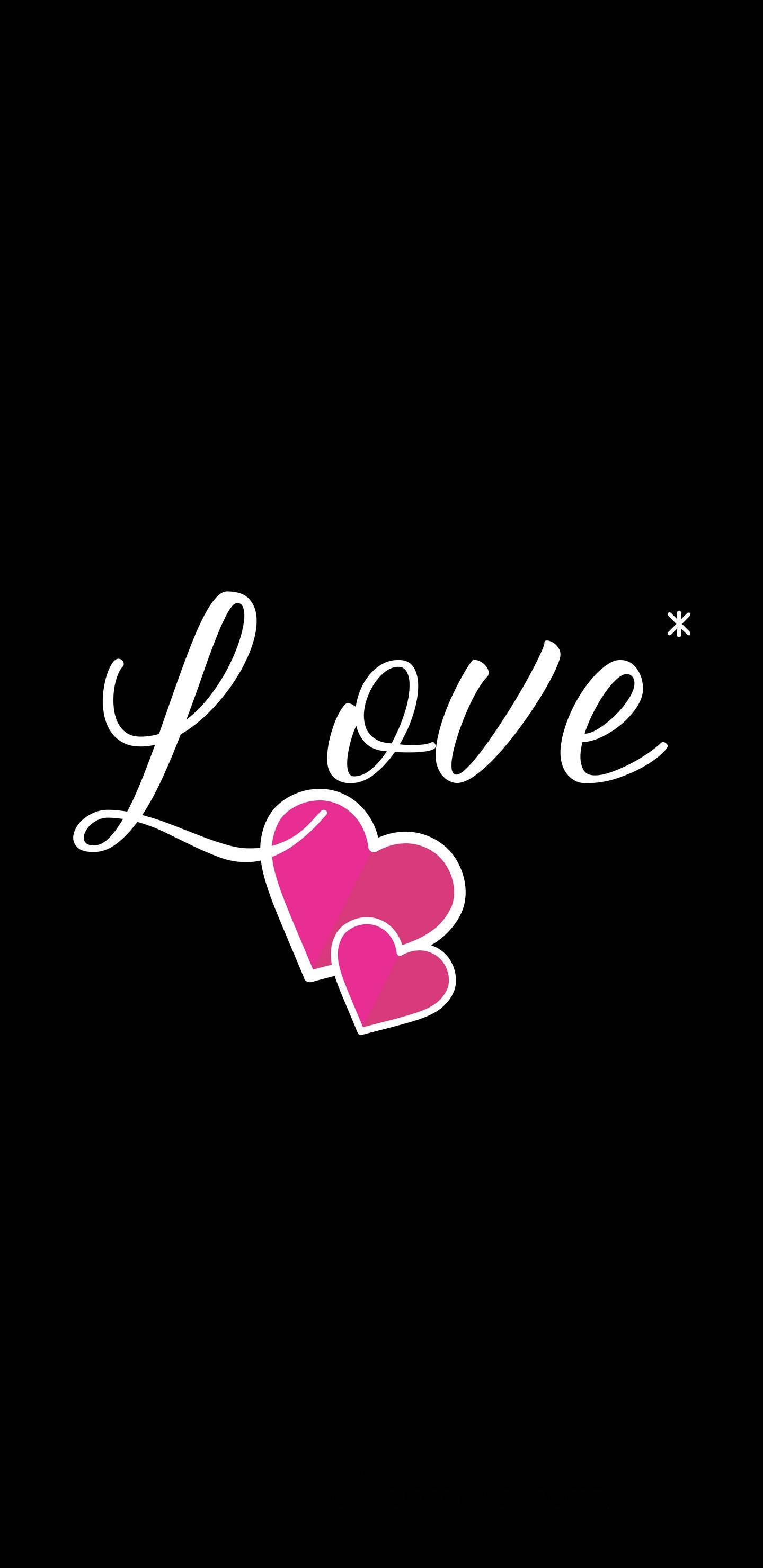 Pink Heart, Black Lover, white cursive script, 2K Phone Wallpaper