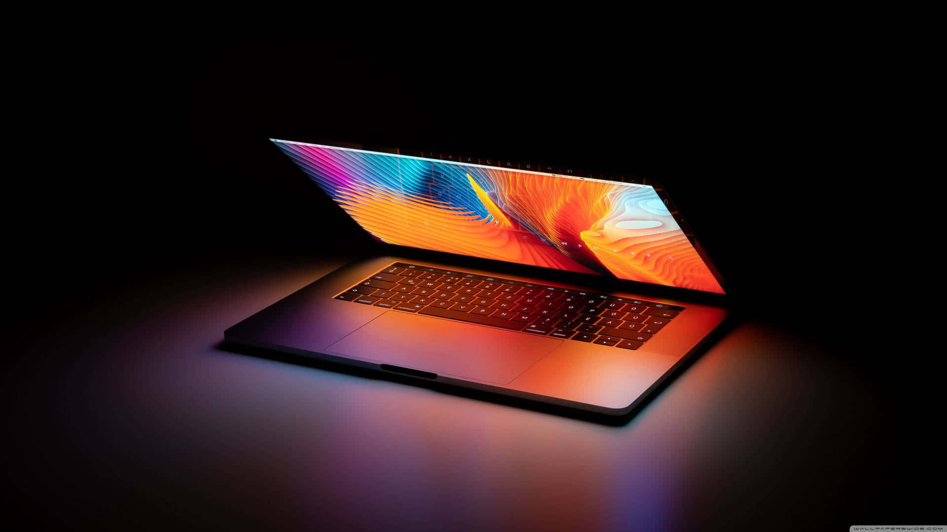 black Macbook, 1920 x 1080, vibrant abstract colors, Full HD Desktop Wallpaper