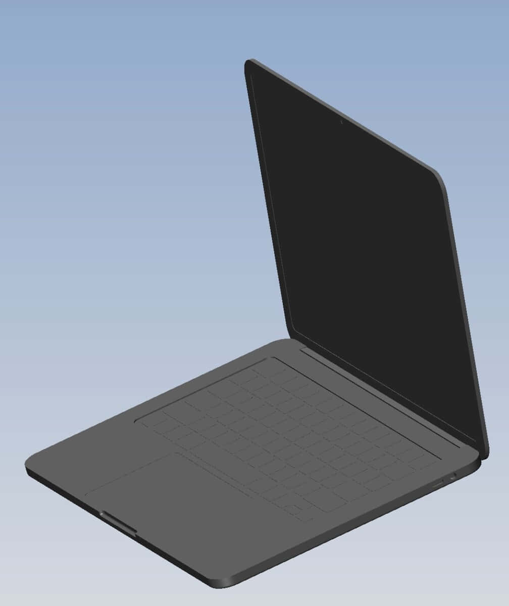 Black Macbook, dark gray, open at an angle, SD Phone Wallpaper