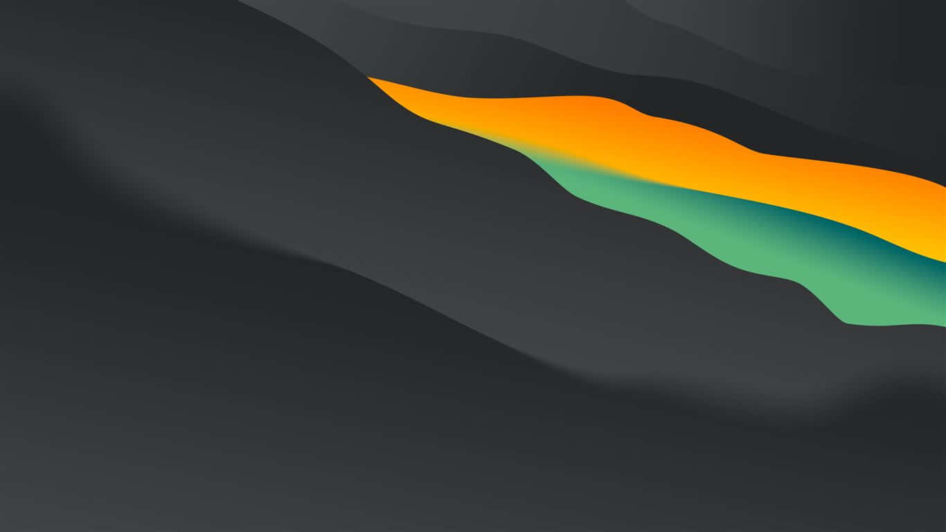 Black MacBook, orange, teal, HD Desktop Wallpaper
