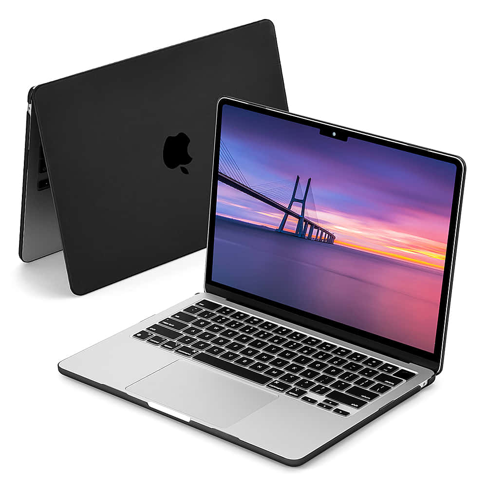 Black Macbook, sleek silver laptop, black keyboard, SD Desktop Wallpaper