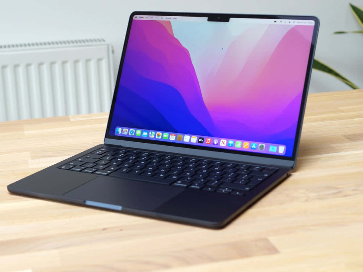Black MacBook, purple, blue, SD Desktop Wallpaper