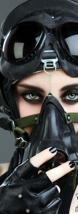 Black Magic Woman, vintage pilot gear, goggles, SD Phone Wallpaper