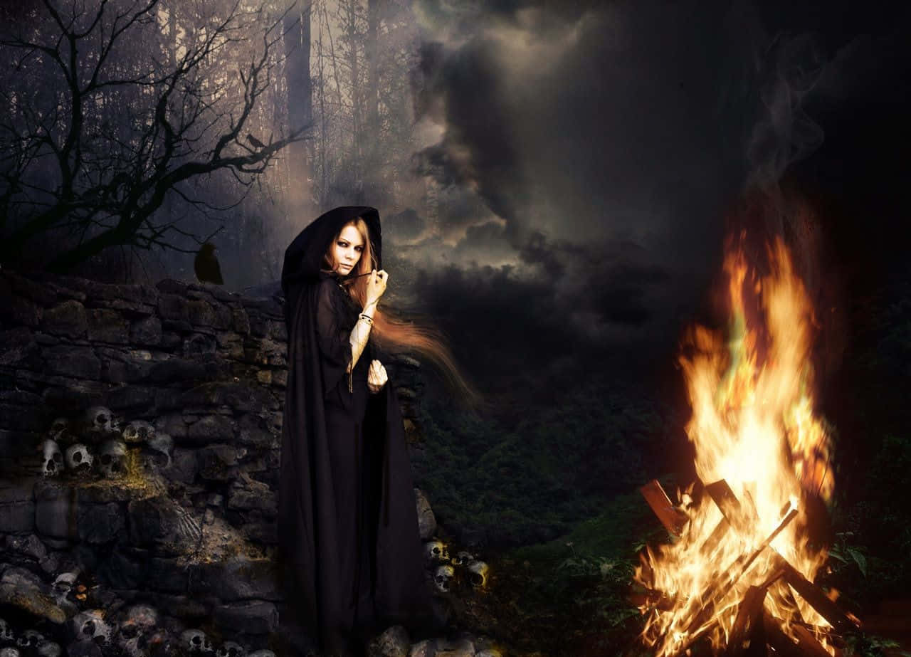 Black Magic Woman, hooded woman, long red hair, HD Desktop Wallpaper